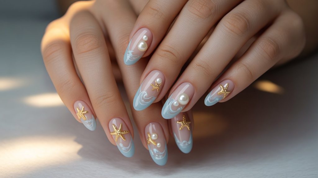 simple beach themed nails